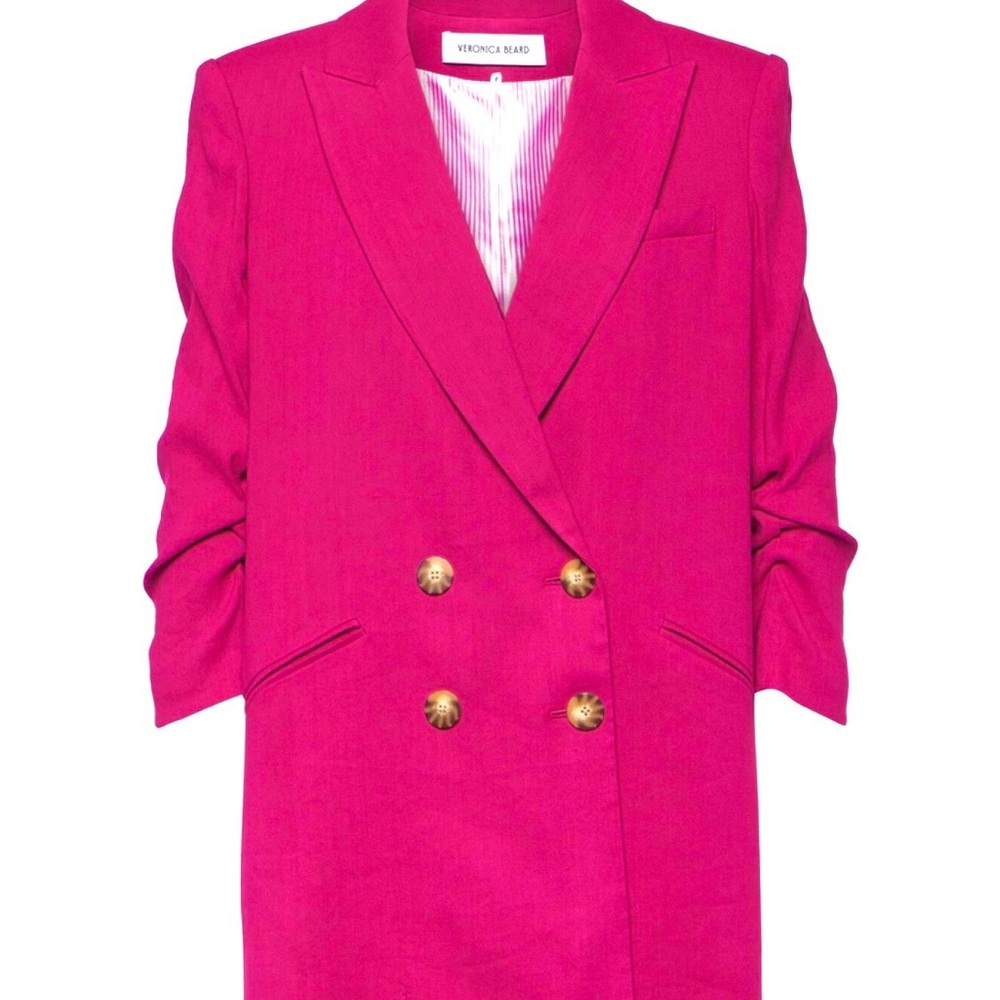 Veronica Beard Kiernan linen-blend  Double-Breasted Blazer with  Buttons